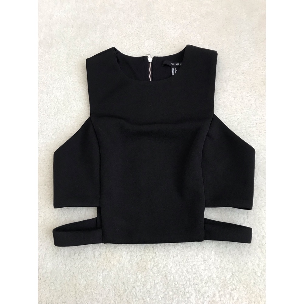 Cutout Zipper Back Crop Top